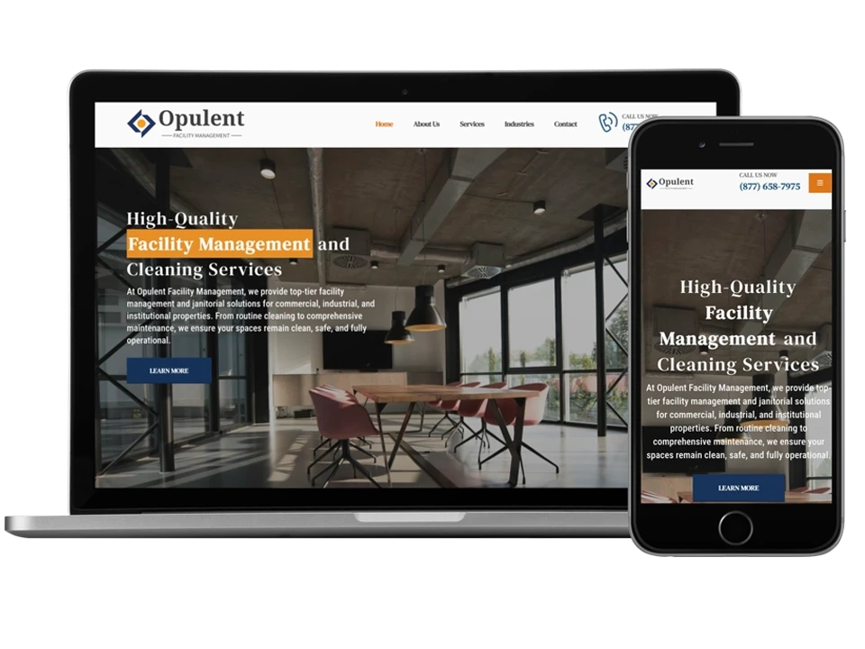 Opulent Facilities Website Laptop iPhone Mockup
